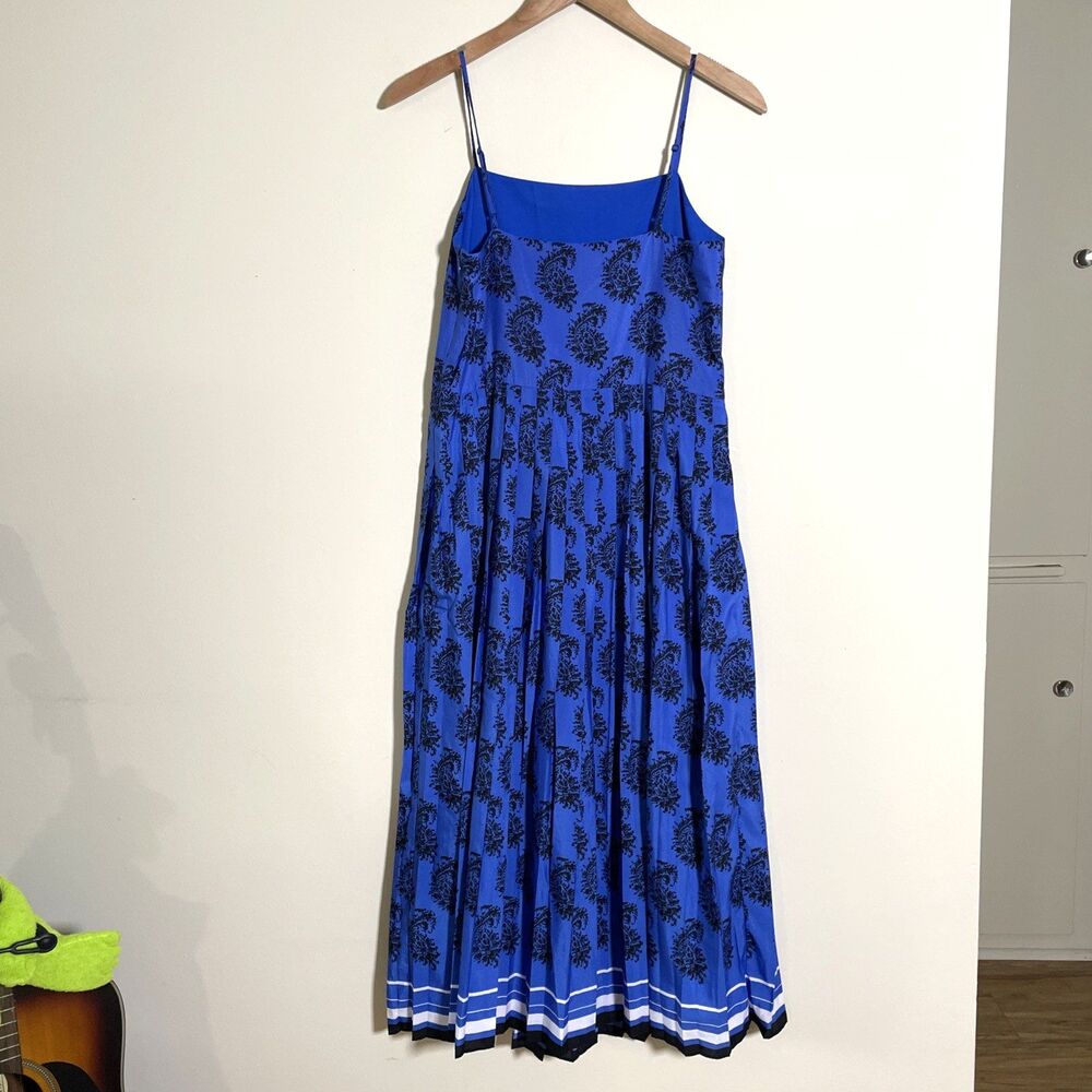 Banana Republic Paisley Pleated Midi Dress Adjustable Straps Sz 2 Party Cocktail - Picture 4 of 9